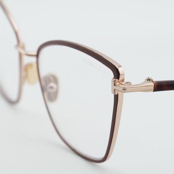 Tom Ford FT5740-B 048 Eyeglasses Brown / Gold / Havana 54mm Cat Eye Frame